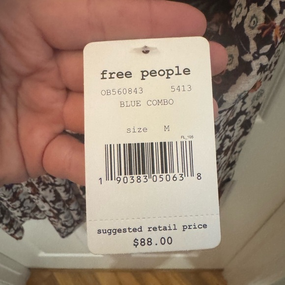 Free People Black and Cream Floral Blouse - Picture 5 of 5